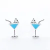 Best blue enamel simple fused glass shaped hoop design korea 925 sterling silver elegant stud earrings jewelry