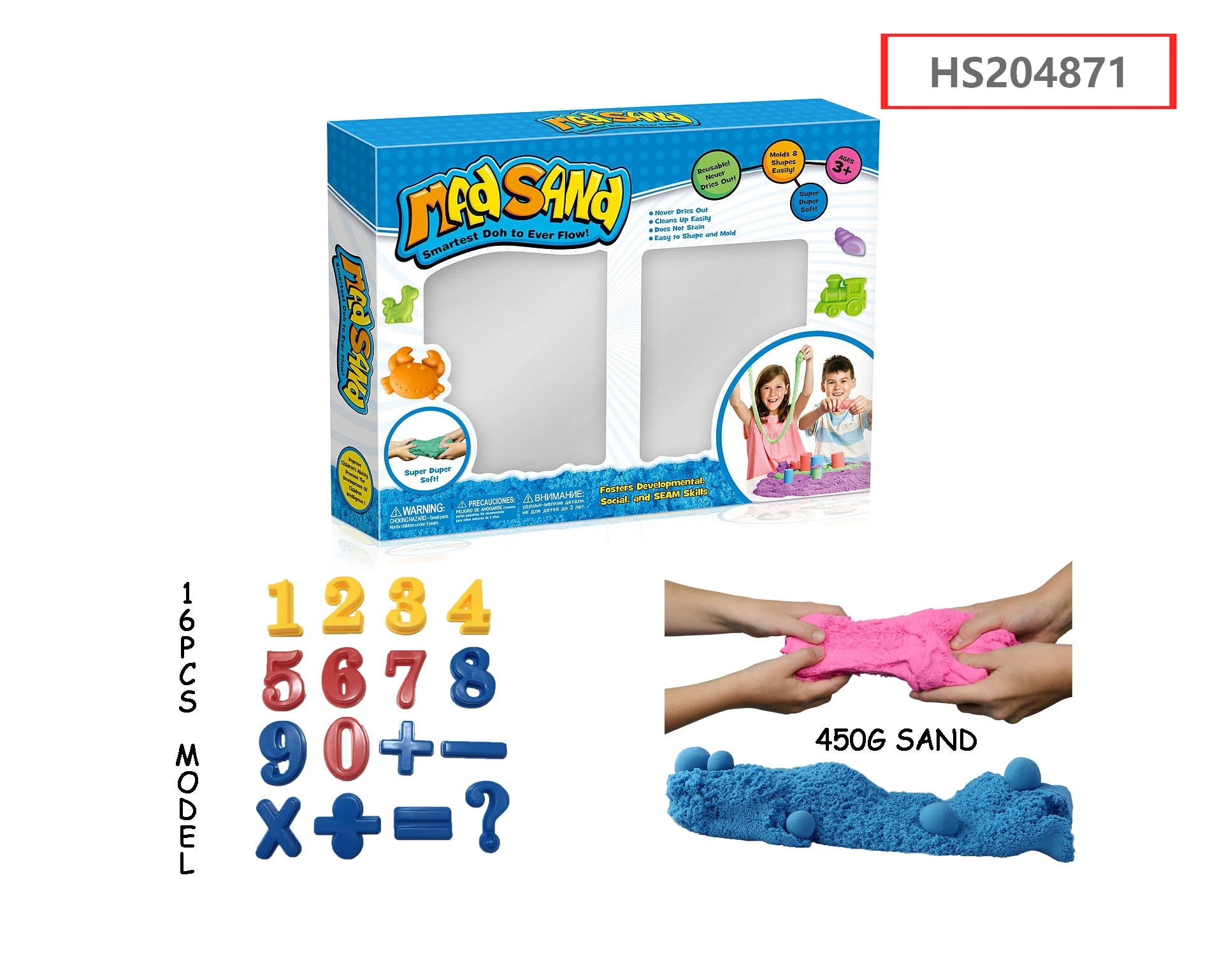 HS204871, Huwsin Toys, Educational toy, DIY Mad sand