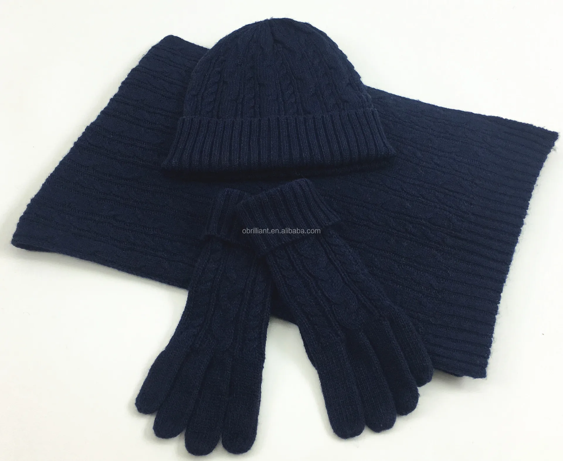 cable knit hat and gloves