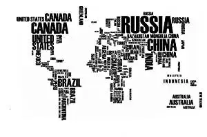Jessie&letty World Map Wall Sticker Country Name Wall Sticker Decal in Words-large Text World Map Stickers for Home or Office Decor