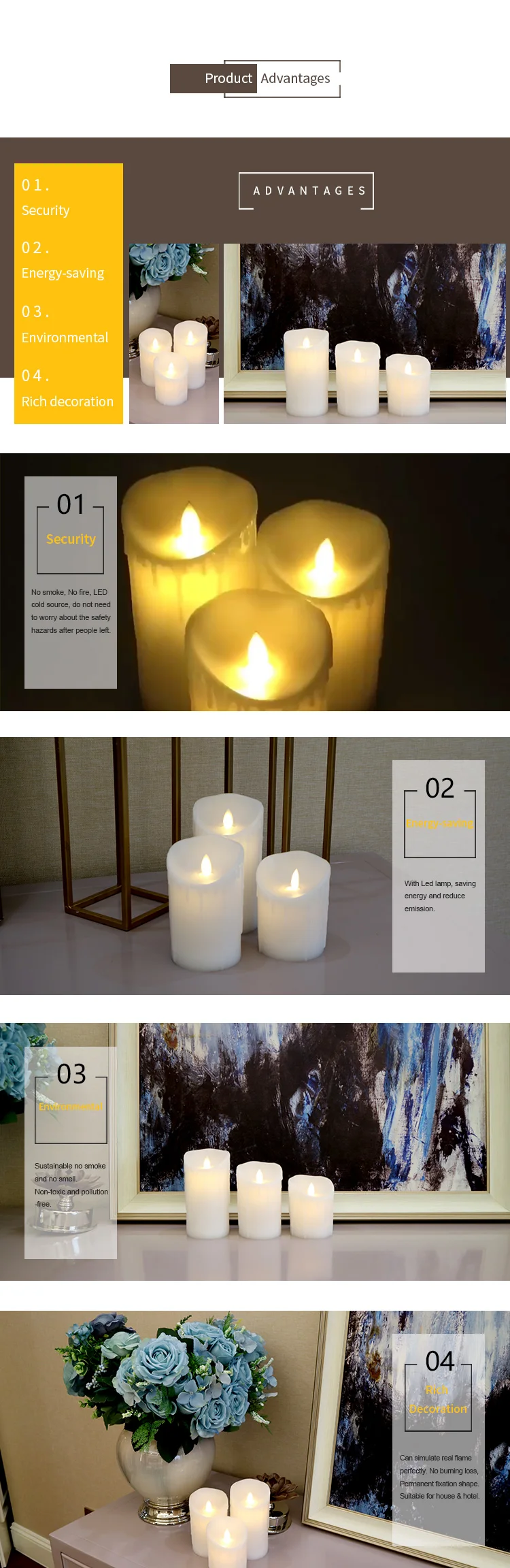 Wholesale Customized Decorative Wax Electric Led Dropship Wick