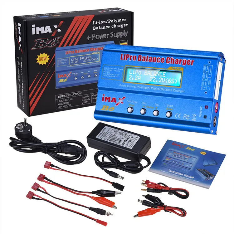 iMAX B6 80W Lipo NiMh Batteries Balance Digital Charger for RC Helicopter 