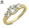 Three stone CZ diamond women engagement ring 14K solid gold ring
