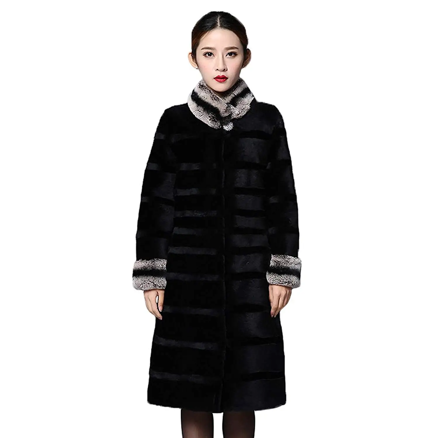 Kankanluck Mens Knit Fashion Mandarin Collar Leather Jacket Coat Padded Coat