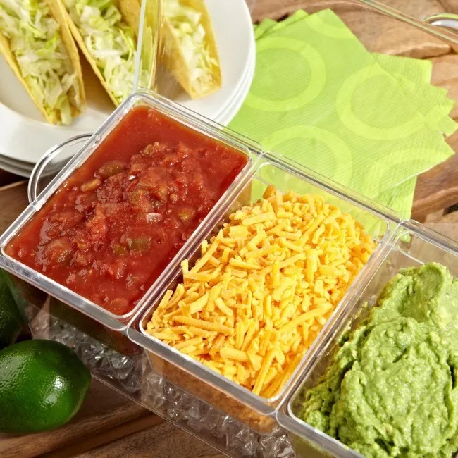 5 Compartment Bar Clear Condiment Jar Plastic Serving Ice Chilled Condiment Tray