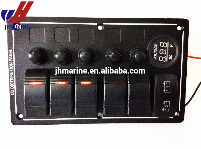 12 Volt Aluminum Rocker Breakers Boat Electrical Panel With Digital
