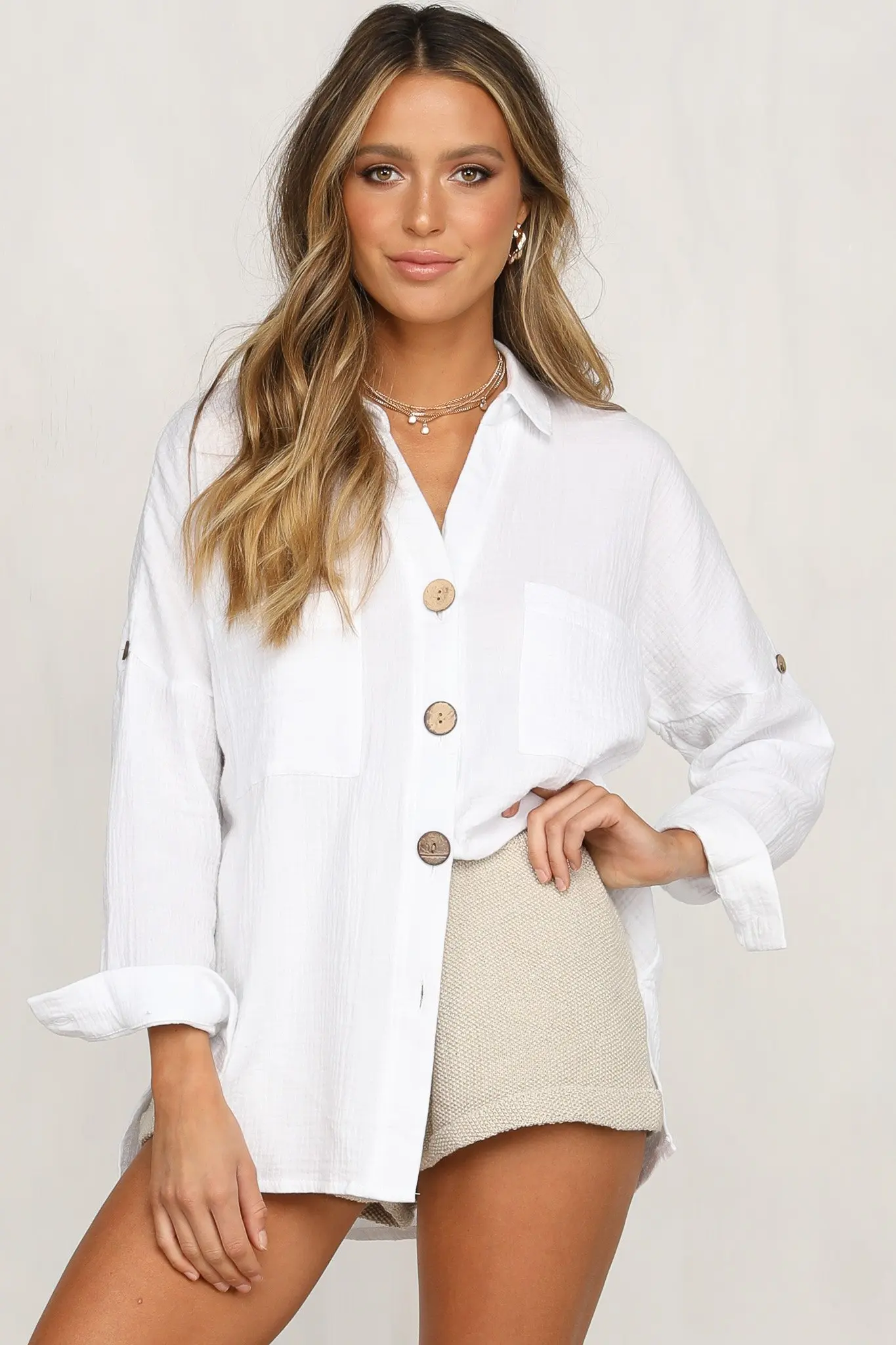 Casual Long Sleeve White Women Blouses And Shirts Clothing Manufacturer ...