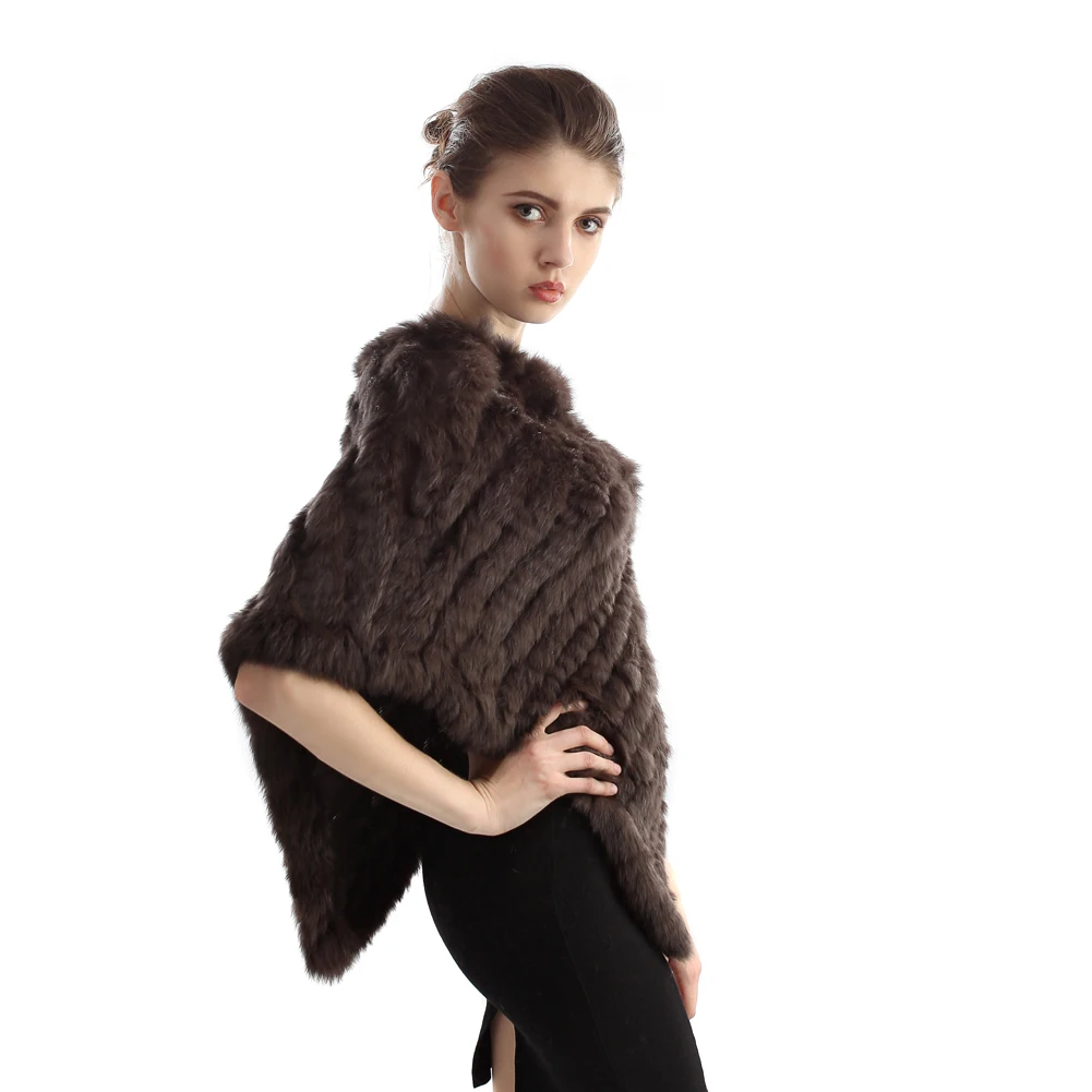 Modish Trendy Class A Quality 100% Real Rabbit Fur Shawl Women Triangle ...