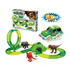 154 Pieces Dinosaur Tracks Car Toy Magic 360 Loop Tracks With Dinosaur, 5 LED car