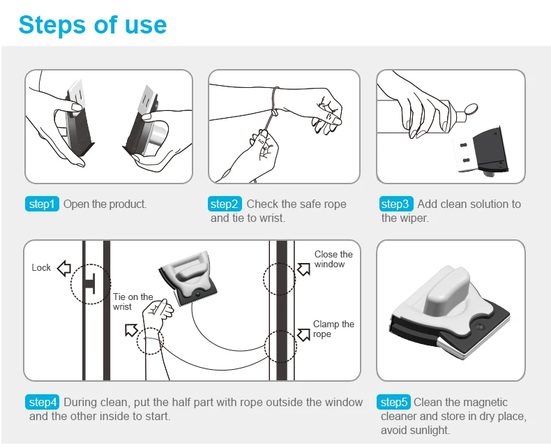 DOUBLE SIDED 16-24MM THICKNESS WINDOW/GLASS MAGIC WIPER MAGNETIC WINDOW WIZARD WIINDOW CLEANER