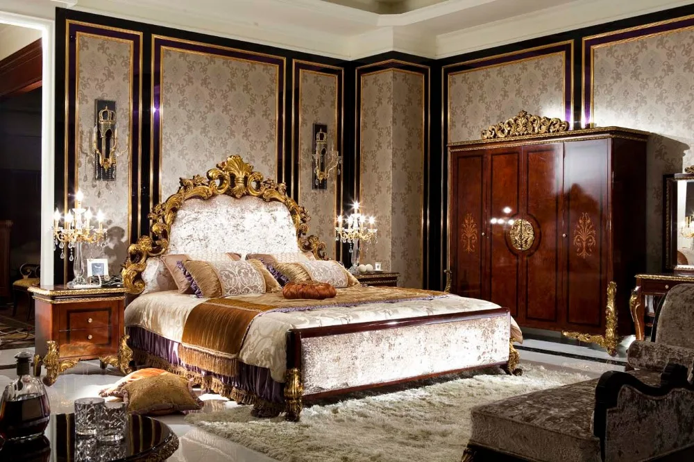 0063 italian classic luxury wooden carving bedroom furniture set