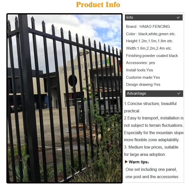 2.1m*2.4m Australia Standard Garrison Fencing 2 rails