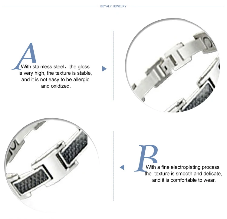 Cheap black enamel stainless steel carbon bracelet