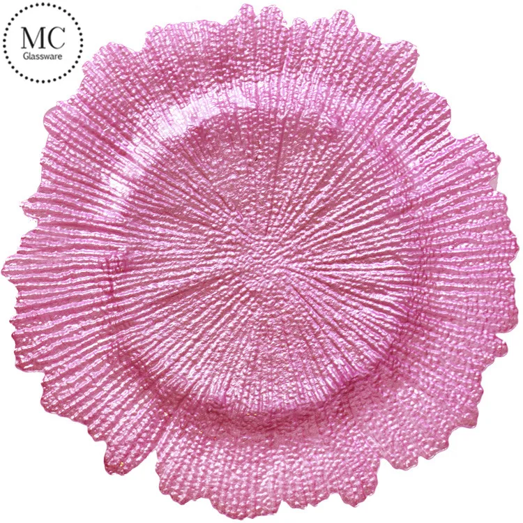 Wedding Decorations Charger Plates Wholesale Gold Reef Glass Charger