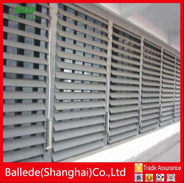 Adjustable fixed exterior building shade aluminium aerofoil motor louver panels window for air ventilation