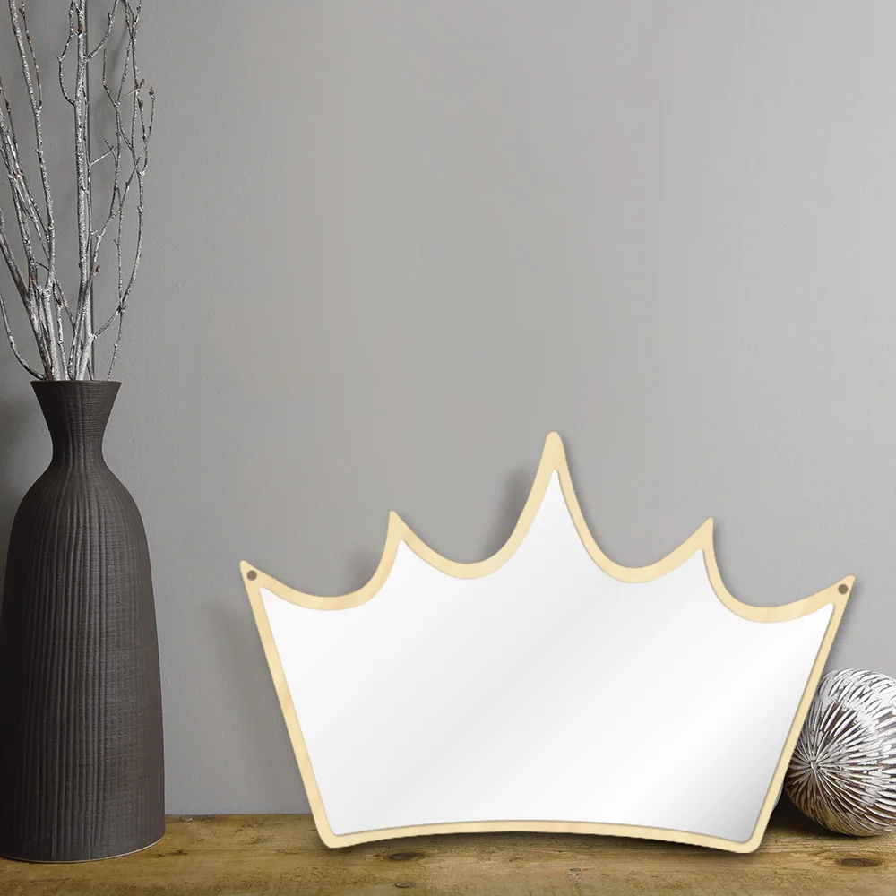 Decorative Wall Mirror Wood And Acrylic Queen Princess Crown