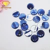 Shining Blue Gemstone Double Side Plate Round Glass Stone