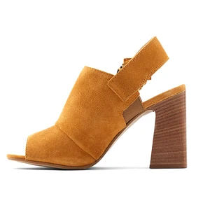 Unique Fish Mouth Wood Grain High Heel Sandals
