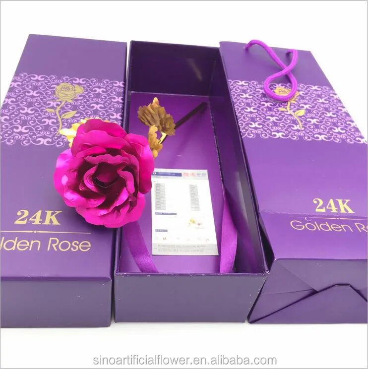 Wholesale 24K Golden Carnation Gift Box Packing Valentines Day Golden Rose Gift 