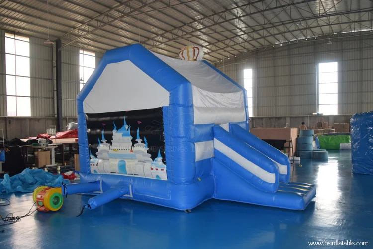 Cheap Inflatable Bouncy Castle Combo , Big Inflatable Blue Castle for kids.jpg