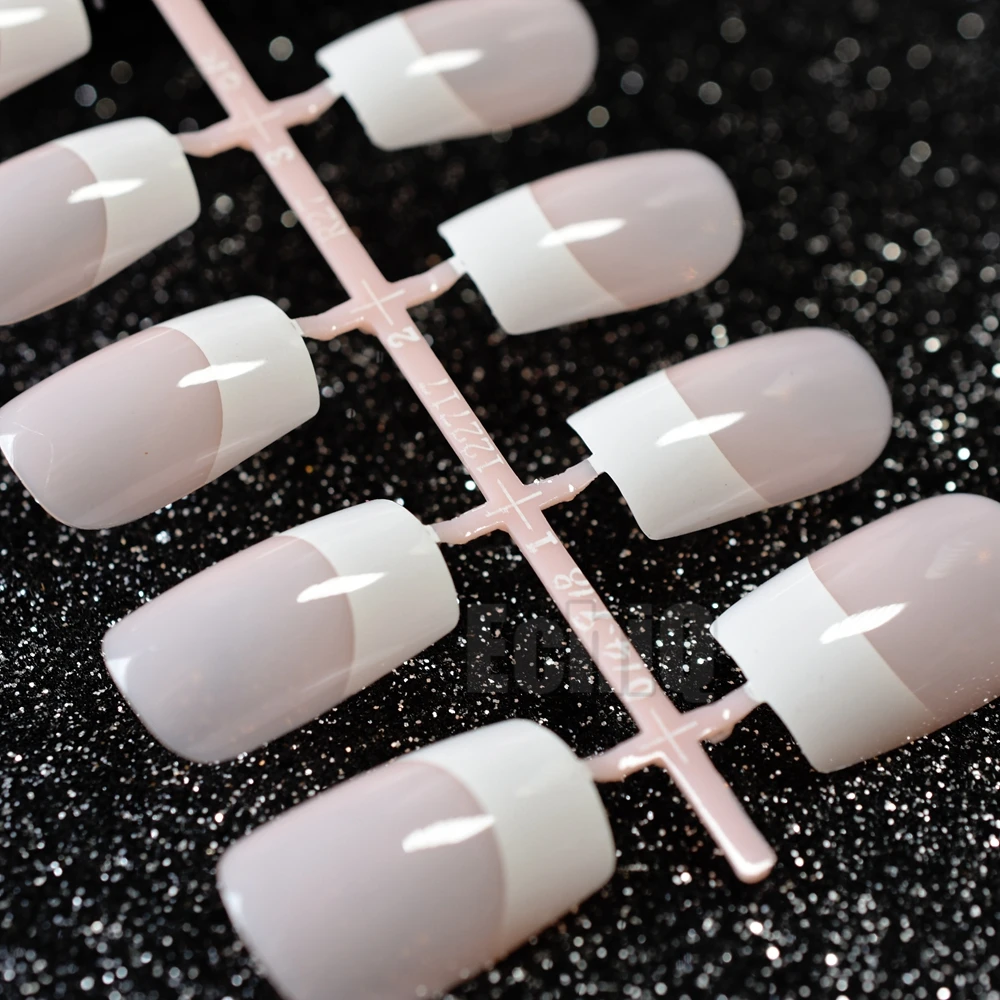 1 Partij 10 Kits Medium Size Franse Nail Witte Vierkante Nagels Franse Voor Vingers Naakt