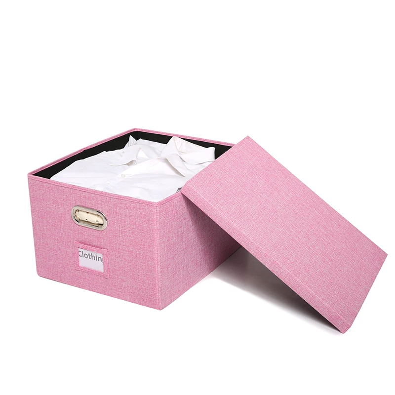 Mise-contenedor De Almacenamiento Plegable De Tela De Lino Con Tapa