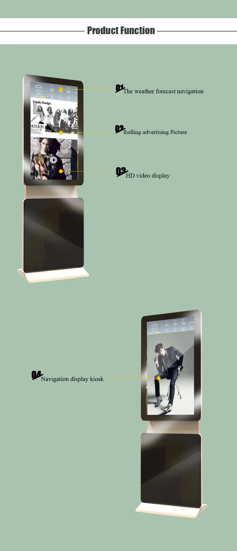 Remote control advertising machine kiosk custom lcd advertising player/advertising booth oem digital signage kiosks