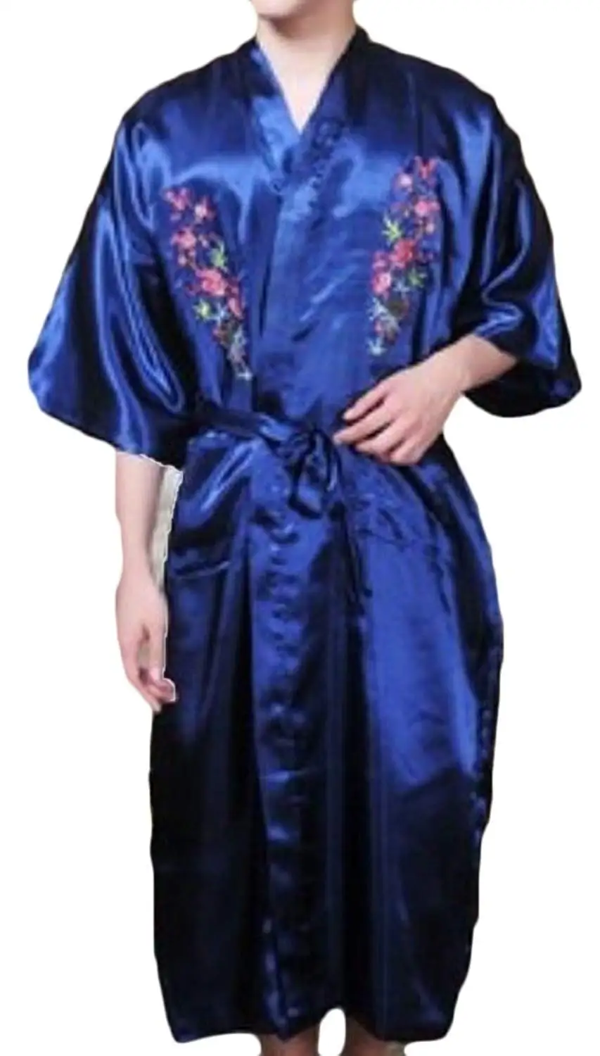 WSPLYSPJY Mens Long Sleeve Satin Kimono Robe Lightweight Pajamas