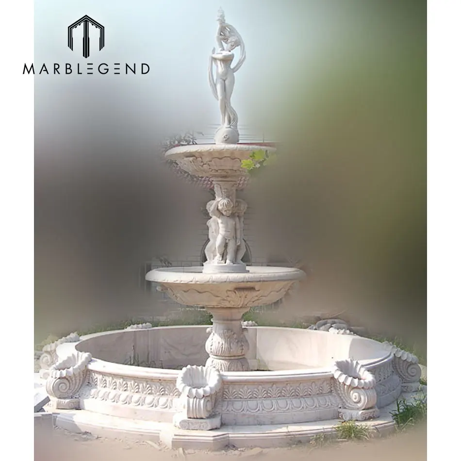 
Gorgeous Hand-Carved Natural Stone White Marble Lady Venus Fountain 