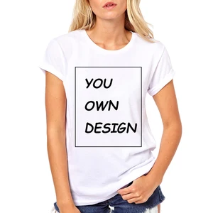 Summer Women oem fashion white cotton custom logo print t-shirt Summer Women oem fashion white cotton custom logo print t-shirt