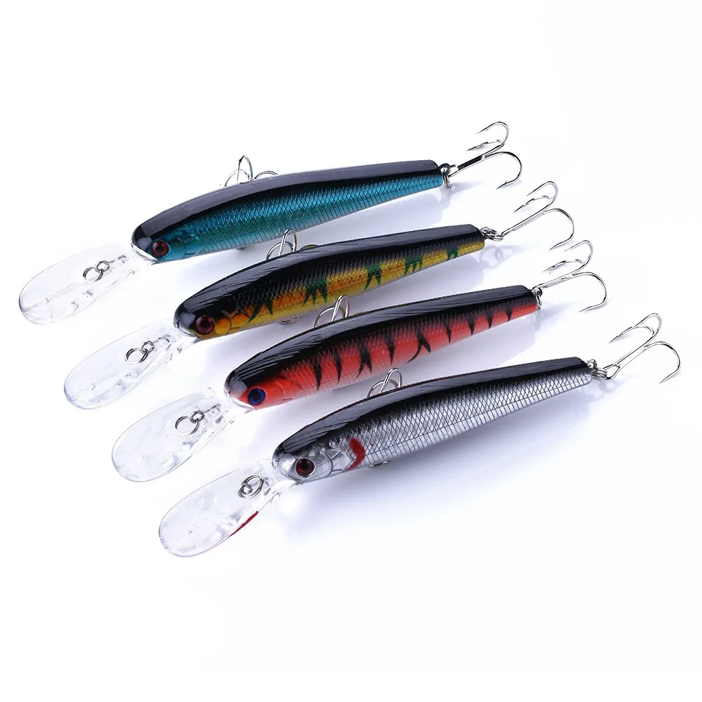 Hengjia Hard Plastic Baits Minnow Fishing Lures 125mm 14g 4 Hooks