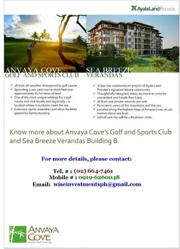 Anvaya Cove Golf And Sports Club Morong Bataan Near Subic Bay Freeport Philippines Buy Real Estate Philippines Lot House And Lot Condominium