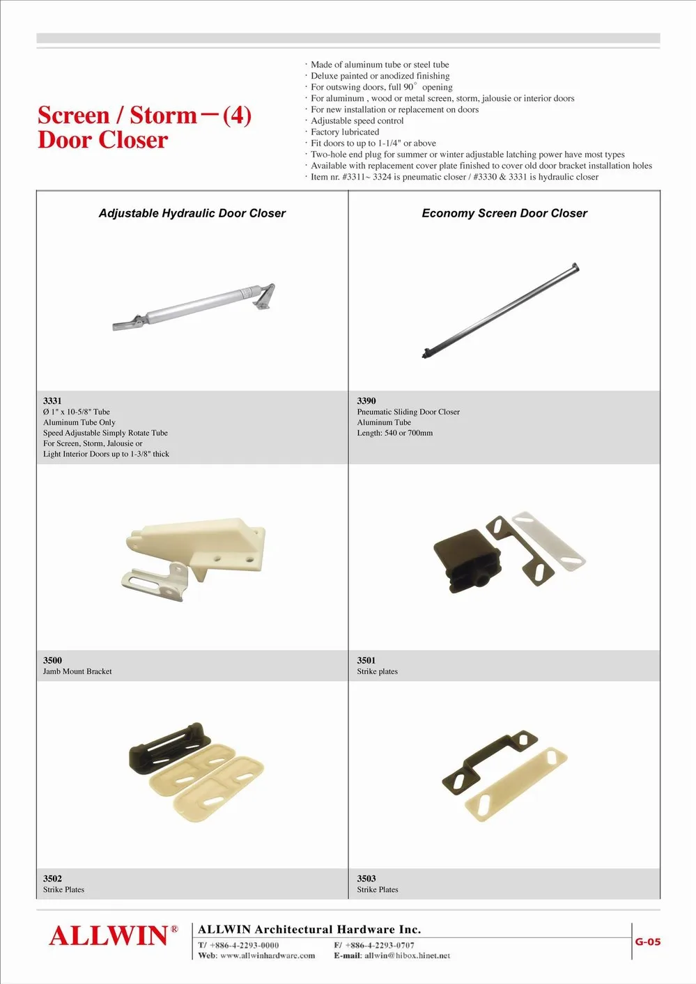 Screen Storm Door Spring Door Closer Inside Latch