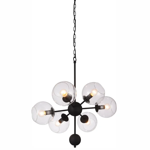 Modern northern europe attic type transparent glass chimney 6 lamp holder pendant lamp