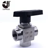 YFP-2B stainless steel flow control pneumatic 3-way check ball valve