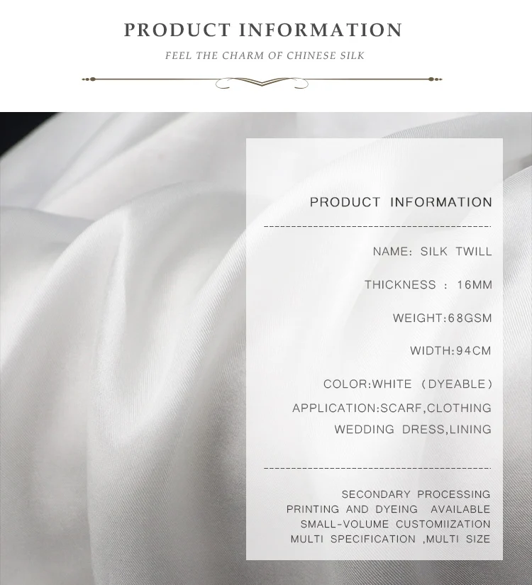 16mm 90cm silk twill white fabric scarf fashion pure silk fabric with dyed painting