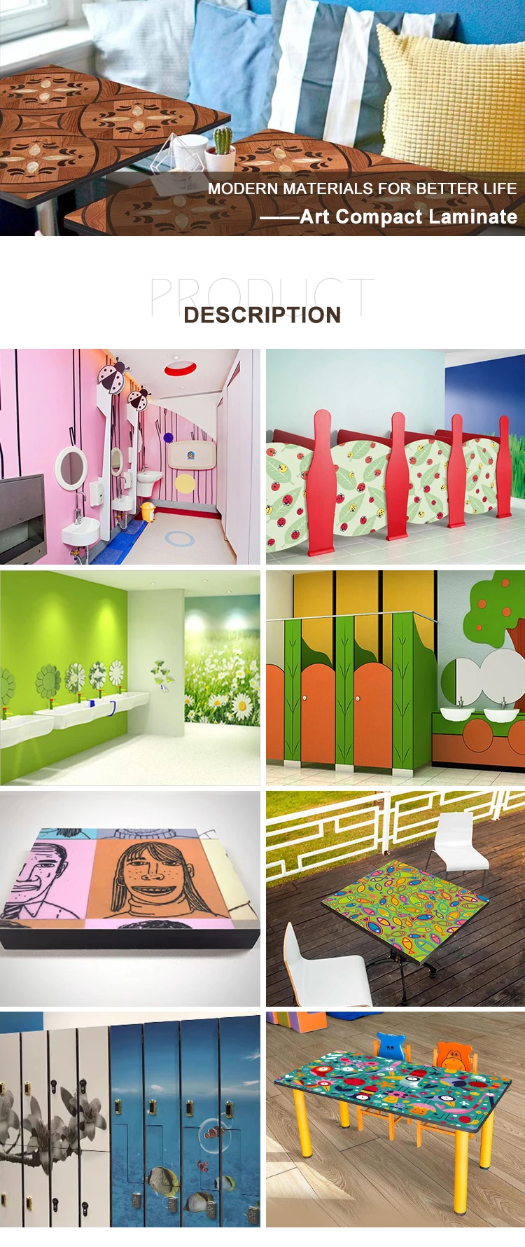 polybett decorative waterproof hpl interior art compact laminate sheet for toilet partition