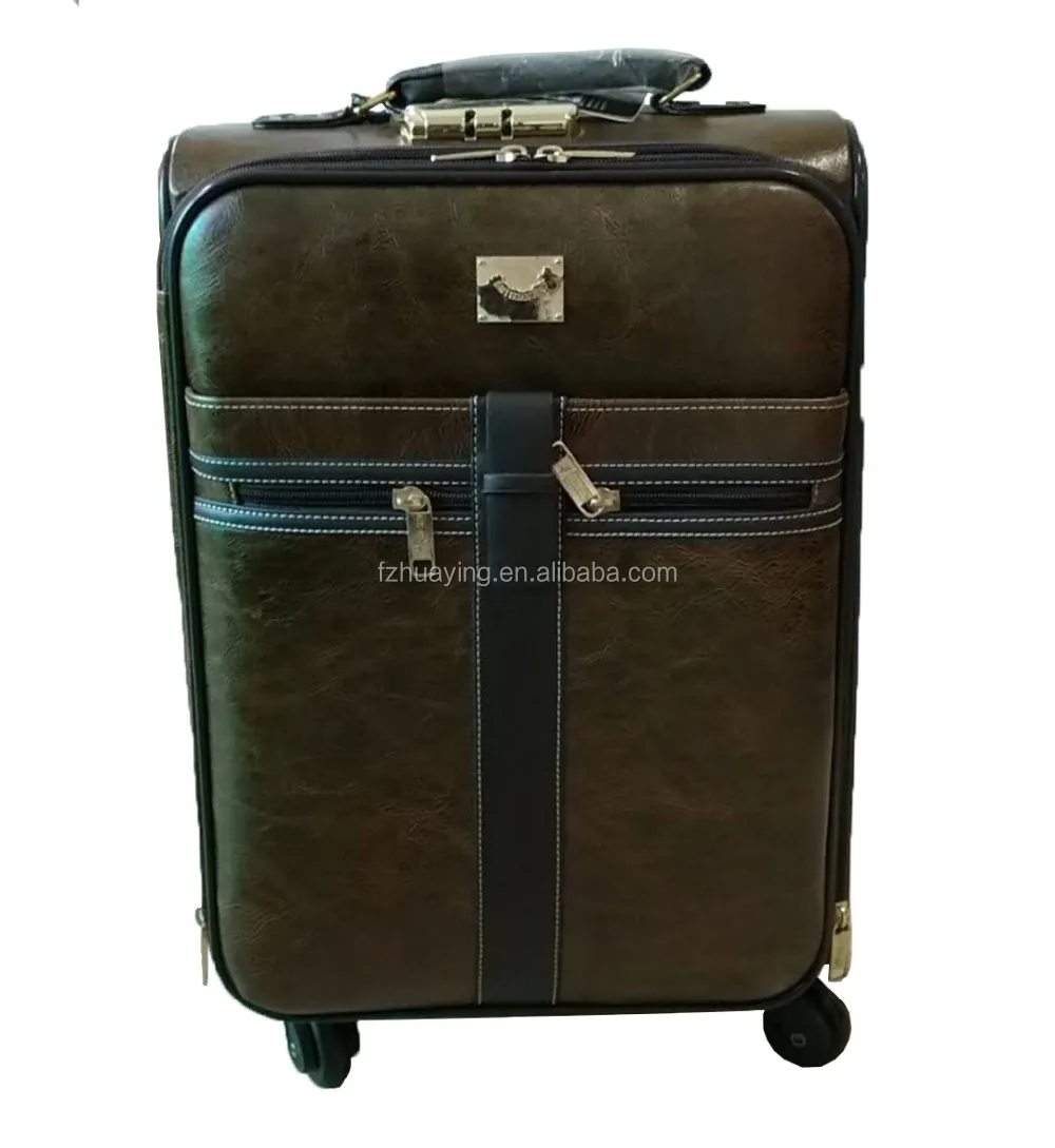Hot Selling Pu Leather Trolley Luggage Business Travelling Luggage 4