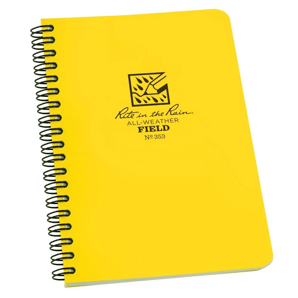 Rite in the Rain All-Weather Side-Spiral Notebook, 4 5/8" x 7", Yellow Cover, Field Pattern(No. 353N)
