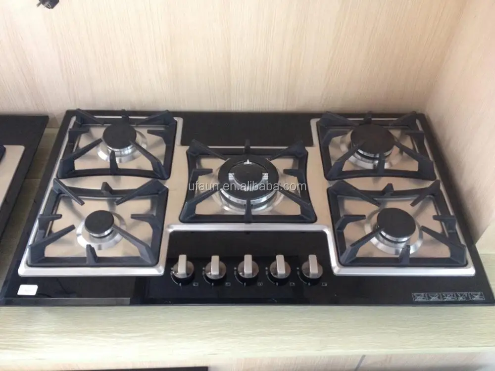 5 Brass Burners Gas Hob Built In Type Stainless Steel Gas Stove And Hob