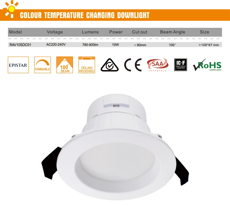 Wholesale SAA 10W LED Light Dimmable Smd Led Recessed downlight