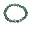 Natural 8MM Aventurine Semi Precious stone Bracelets 10SB1043-8MM Buddhism Prayer Wheel hand-painted Alloy Buddhist Head Bangle