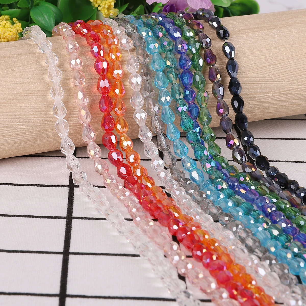 72pcs Crystal Beads Loose Spacer Teardrop Jewelry Findings Assorted Wholesale 
