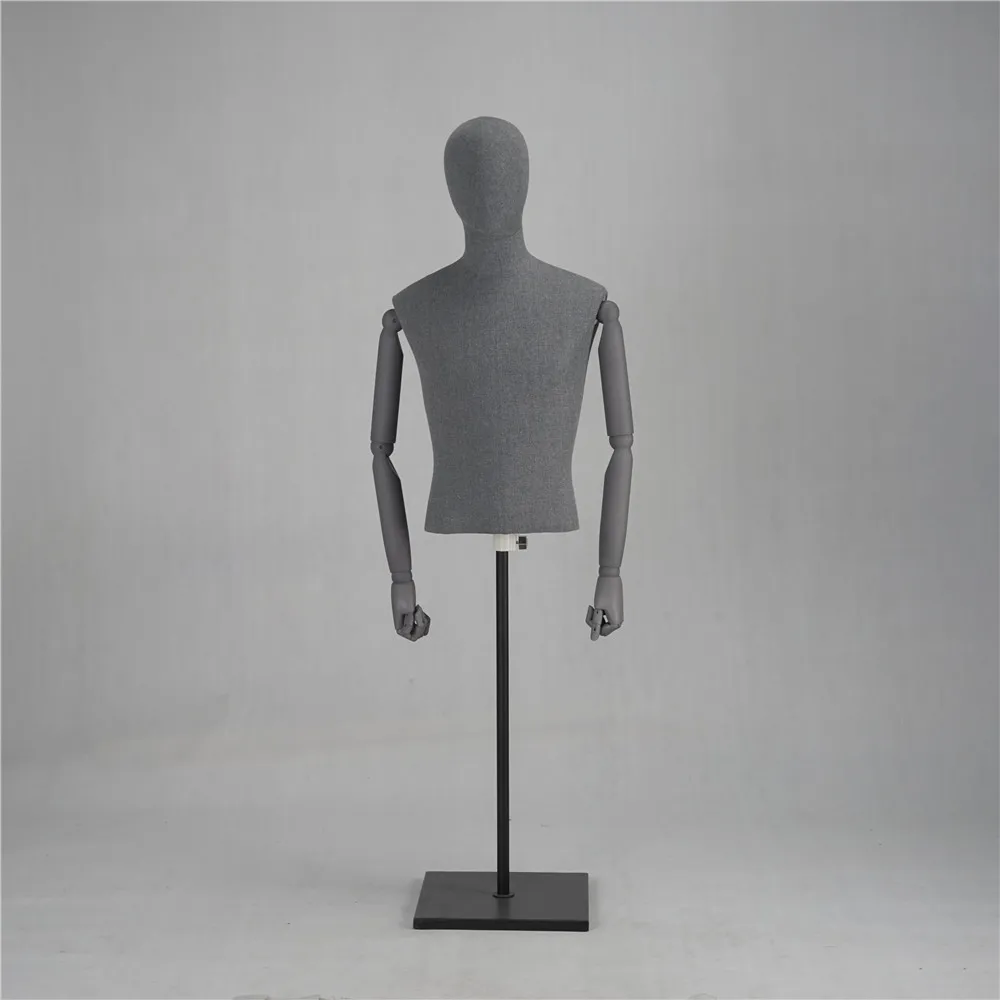 New Half Body Torso Grey Cloth Male Mannequin For Sale,Adjustable Dress