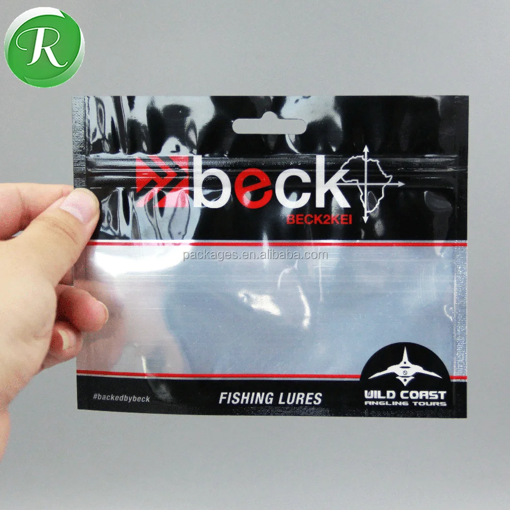Custom Printed Fishing Lures Soft Plastic Bag / Plastic Resealable Fishing Lure Foil Packaging