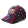 New development peaked red grid plaid fashion 6 panel structured baseball caps and hats