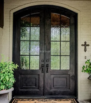 Sen-d013 Eyebrow Arched Top Wrought Iron French Door - Buy Wrought Iron ...