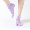 Custom 100% Pure Cotton Five Toe Yoga Socks For woman