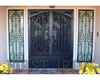 Decorative exterior wrought iron double door grills, iron door grill sidelights