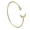 Women European Style Adjustable Silver Plated Moon Star Round Open Bangle
